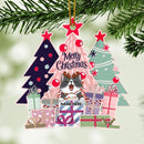 Personalised Merry Christmas Pine Trees Shaped Wooden Ornament - Personalized Cat Lovers Decorative Christmas Ornament