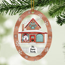 Personalised Dog In Cozy Home Oval Shaped Wooden Ornament - Personalized Dog Lovers Decorative Christmas Ornament