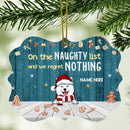 We Regret Nothing Biscuits & Blue Wooden Ornate Shaped Wooden Ornament - Personalized Dog Lovers Decorative Christmas Ornament