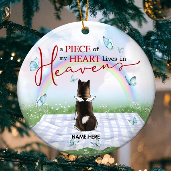 A Piece Of My Heart Lives In Heavens Circle Ceramic Ornament - Personalized Angel Dog Decorative Christmas Ornament