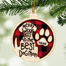 Merry Woofmas To The Best Dog Mom Ball Shaped Wooden Ornament - Personalized Dog Lovers Decorative Christmas Ornament