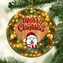 Merry Christmas Wreath With Warm Light Circle Ceramic Ornament - Personalized Dog Lovers Decorative Christmas Ornament