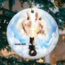 Dog In Heaven Cloudy Memorial Circle Ceramic Ornament - Personalized Angel Dog Decorative Christmas Ornament