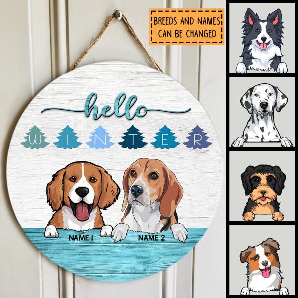 Pawzity Welcome Door Signs, Gifts For Dog Lovers, Hello Winter Home Sweet Home Signs, Letters On Pine Trees , Dog Mom Gifts