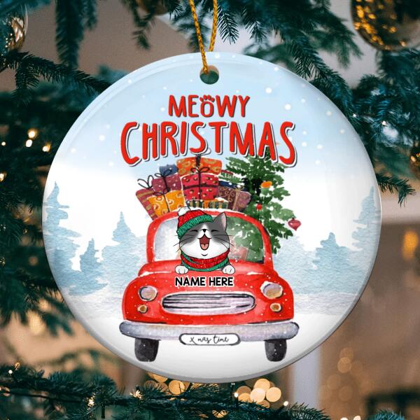 Meowy Christmas, Christmas Truck Bauble, Personalized Cat Breeds Ornament, Xmas Gifts For Cat Lovers