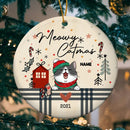 Meowy Catmas, Christmas Bauble, Circle Ceramic Ornament, Personalized Cat Breeds Ornament, Xmas Gifts For Cat Lovers