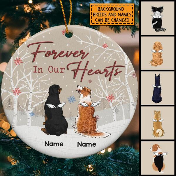 Forever In Our Hearts, Dog Memorial Ornament, Personalized Dog Breeds Ornament, Loss Of Dog Gift