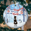 Your Wings Were Ready But My Heart Was Not, Personalized Dog Breeds Circle Ceramic Ornament, Pet Memorial Ornament
