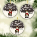 Personalized Meowy Christmas Circle Ceramic Ornament, Personalized Decorative Christmas Ornament, Xmas Cat Lovers Gift