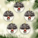 Personalized Meowy Christmas Circle Ceramic Ornament, Personalized Decorative Christmas Ornament, Xmas Cat Lovers Gift