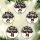Personalized Meowy Christmas Circle Ceramic Ornament, Personalized Decorative Christmas Ornament, Xmas Cat Lovers Gift