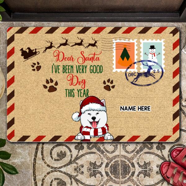 Christmas Personalized Doormat, Gifts For Dog Lovers, Dear Santa We've Been Very Good Dogs This Year Front Door Mat