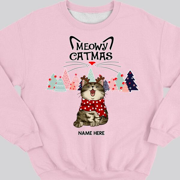 Meowy Catmas, Christmas Tree, Personalized Christmas Cat Breeds Sweatshirt, Sweatshirt For Cat Lovers