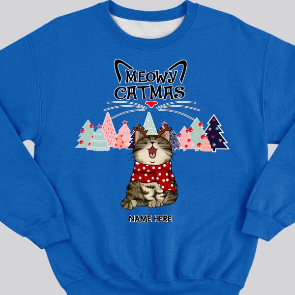 Meowy Catmas, Christmas Tree, Personalized Christmas Cat Breeds Sweatshirt, Sweatshirt For Cat Lovers