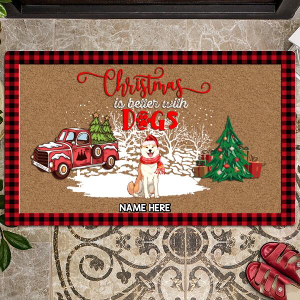 Christmas Personalized Doormat, Gifts For Dog Lovers, Christmas Is Better With Dogs Front Door Mat