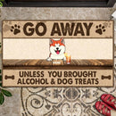 Pawzity Front Door Mat, Gifts For Dog Lovers, Go Away Unless You Brought Alcohol & Dog Treats Personalized Doormat