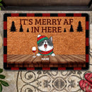 Christmas Personalized Doormat, Gifts For Cat Lovers, It's Merry Af In Here Outdoor Door Mat