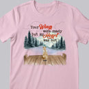 Your Wings Were Ready But My Heart Was Not, Beach Or Mountain Background, Personalized Angel Cat T-shirt