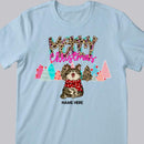 Merry Christmas Leopard, Christmas Cat With Pine Trees, Personalized Cat Christmas T-shirt