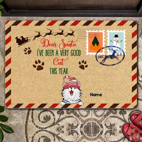 Christmas Personalized Doormat, Gifts For Cat Lovers, Dear Santa We've Been Very Good Cats This Year Front Door Mat