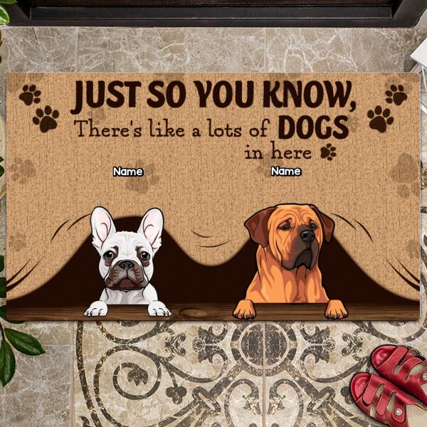 Pawzity Front Door Mat, Gifts For Dog Lovers, Just So You Know There's Like A Lot Of Dogs In Here Custom Doormat