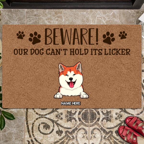 Pawzity Front Door Mat, Gifts For Dog Lovers, Beware Our Dogs Can't Hold Their Licker Custom Doormat