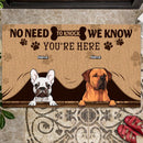 Pawzity Personalized Doormat, Gifts For Dog Lovers, No Need To Knock We Know You're Here Outdoor Door Mat