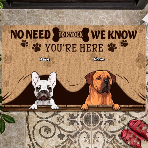 Pawzity Personalized Doormat, Gifts For Dog Lovers, No Need To Knock We Know You're Here Outdoor Door Mat