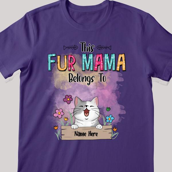 This Fur Mama Belongs To, Pet & Flowers, Personalized Dog & Cat T-shirt, T-shirt For Pet Lovers