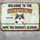 Pawzity Welcome To The Shitshow Metal Yard Sign, Gifts For Cat Lovers, Hope You Brought Alcohol Funny Retro Signs