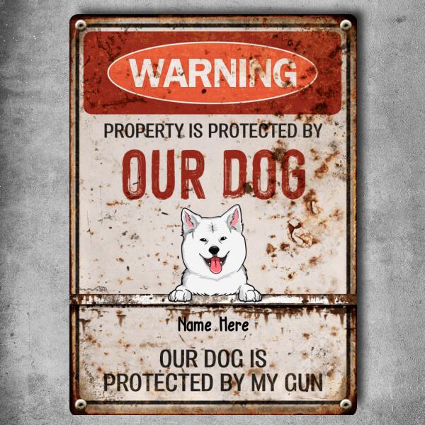 Pawzity Warning Metal Yard Sign, Gifts For Dog Lovers, Property Is Protected By Our Dogs Funny Warning Signs