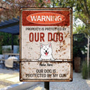Pawzity Warning Metal Yard Sign, Gifts For Dog Lovers, Property Is Protected By Our Dogs Funny Warning Signs