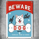 Pawzity Beware Of Dogs Metal Yard Sign, Gifts For Dog Lovers, Cuddles Hugs & Kisses Funny Warning Signs
