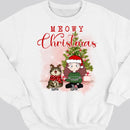 Meowy Christmas, Girl & Cat, Personalized Girl & Cat Breeds Sweatshirt, Sweatshirt For Cat Lovers