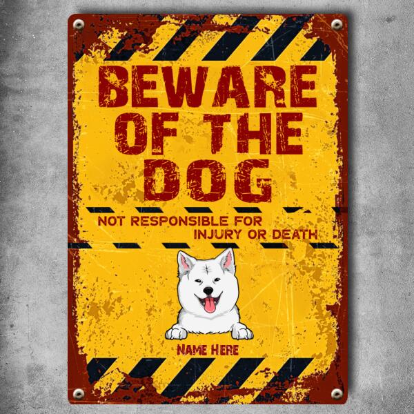 Pawzity Beware Of Dogs Metal Yard Sign, Gifts For Dog Lovers, Not Responsible For Injury Or Death Funny Warning Signs