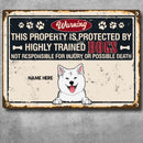 Pawzity Warning Metal Yard Sign, Gifts For Dog Lovers, This Property Is Protected By Highly Trained Dogs