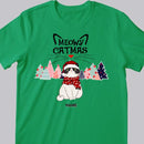 Meowy Catmas, Christmas Cat With Pine Trees, Personalized Cat Breeds T-shirt, Xmas Gifts For Cat Lovers, Christmas T-shirt