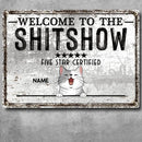 Pawzity Welcome To The Shitshow Metal Yard Sign, Gifts For Cat Lovers, Five Star Certified Welcome Signs