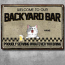 Pawzity Metal Backyard Bar Sign, Gifts For Pet Lovers, Proudly Serving Whatever You Bring Welcome Signs