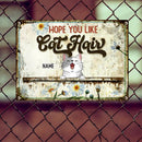 Pawzity Metal Bar Sign, Gifts For Cat Lovers, Hope You Like Cat Hair Sunflower Vintage Signs