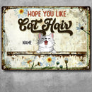Pawzity Metal Bar Sign, Gifts For Cat Lovers, Hope You Like Cat Hair Sunflower Vintage Signs