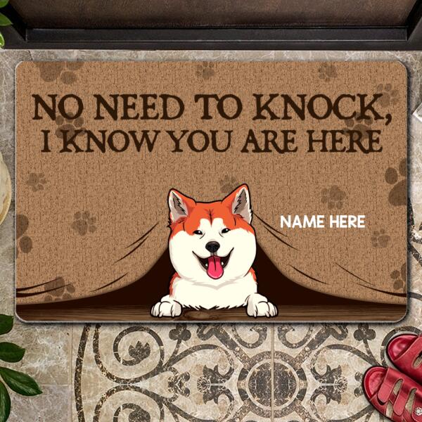 Pawzity No Need To Knock Front Door Mat, Gifts For Dog Lovers, Dog Peeking From Curtain Custom Doormat