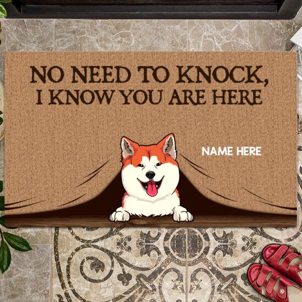 Pawzity No Need To Knock Front Door Mat, Gifts For Dog Lovers, Dog Peeking From Curtain Custom Doormat