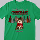 Meowy Christmas, Leopard & Plaid Christmas Trees, Personalized Cat Breeds T-shirt, T-shirt For Cat Lovers