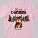 Meowy Christmas, Leopard & Plaid Christmas Trees, Personalized Cat Breeds T-shirt, T-shirt For Cat Lovers