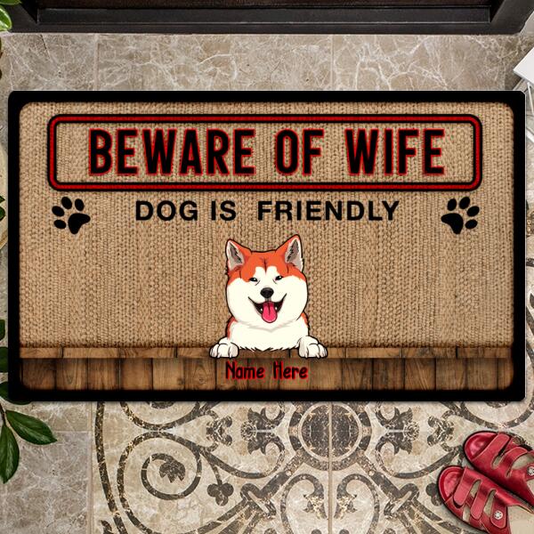 Pawzity Funny Welcome Mat, Gifts For Dog Lovers, Beware Of Dogs Are Friendly Outdoor Door Mat