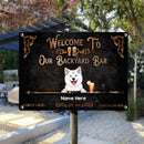 Pawzity Metal Backyard Bar Sign, Gifts For Dog Lovers, Proudly Serving Whatever You Bring Black Welcome Signs