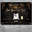 Pawzity Metal Backyard Bar Sign, Gifts For Pet Lovers, Proudly Serving Whatever You Bring Black Welcome Signs