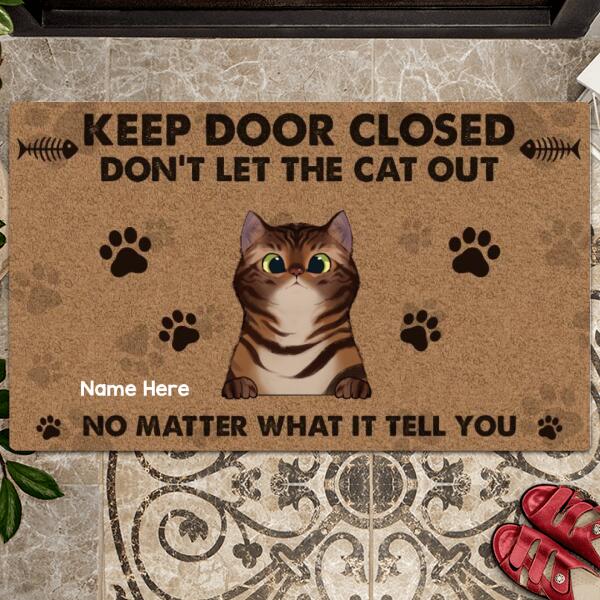 Pawzity Front Door Mat, Gifts For Cat Lovers, Keep Door Closed Don't Let The Cats Out No Matter What They Tell