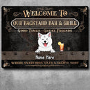 Pawzity Metal Backyard Bar & Grill Sign, Gifts For Dog Lovers, Where Everybody Gets A Second Shot Welcome Signs